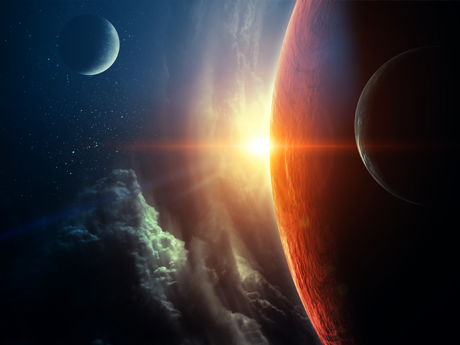 image of space with planets and a sun