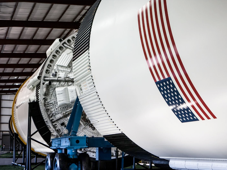 close-up of a rocket booster