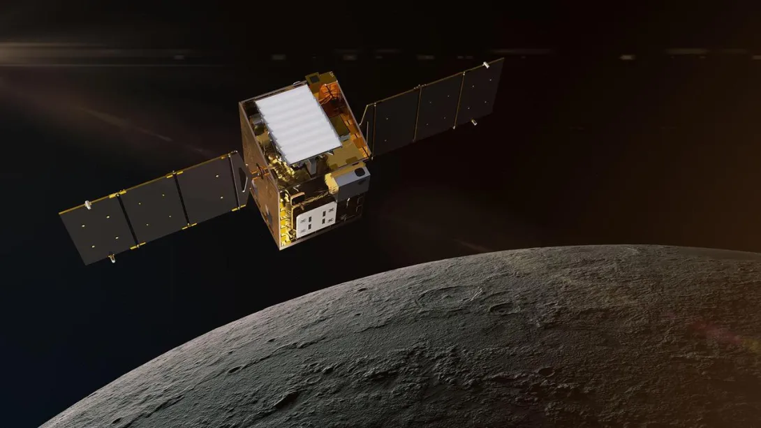 <p>NASA's Lunar Trailblazer in Orbit Around the Moon (Artist's Concept). Image furnished by NASA. </p> NASA's Lunar Trailblazer in Orbit Around the Moon (Artist's Concept)
